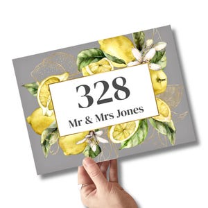 Lemons House Number Sign, Custom Ceramic Tile Adress Plaque, Personalized Housewarming Gift