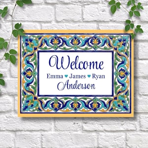 Personalized Ceramic Sign, Cuerda Seca Spanish Tile Plaque