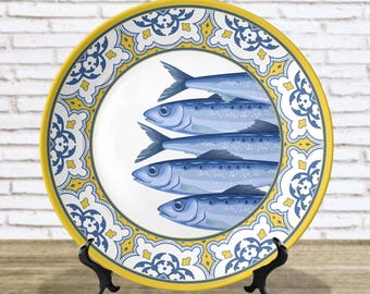 Sardines Ceramic Plate, Portuguese Fish Home Decor