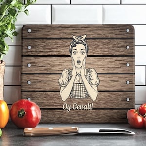 Challah Serving Board, Funny Yiddish Oy Gevault Glass Platter