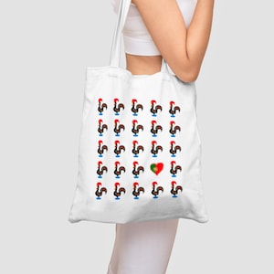 Portuguese Bag, Galo de Barcelos Portugal Rooster Canvas Tote, Portugueses Pride Gift for Her