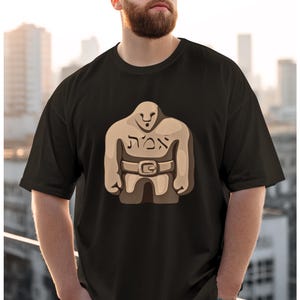 Golem av Prag T-shirt, Judisk folkbeskyddare lerfigur T-shirt, Hebreisk Emet Truth T-shirt