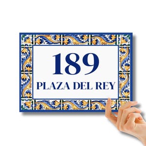 Custom Azulejo House Number Tile: Spanish Ceramic Address Plaque