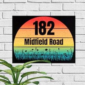 Wildflowers House Sign, Colorful Ceramic Tile Name Plate, Custom Address Plaque, New Homeowners Gift Idea