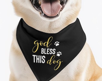Dios bendiga este collar para perros, pañuelo negro para mascotas