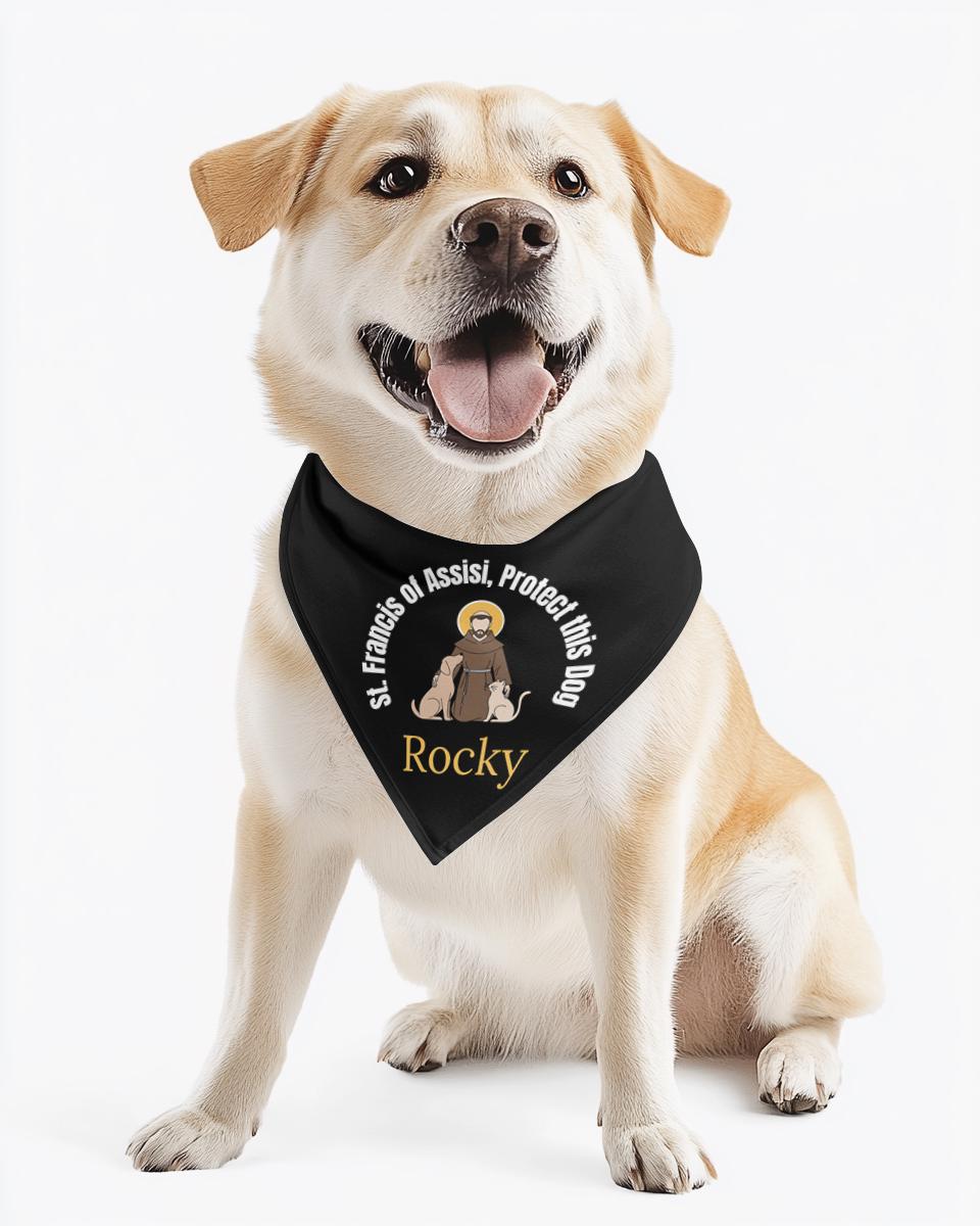 St. Francis of Assisi Pet Bandana, Personalized Dog Collar
