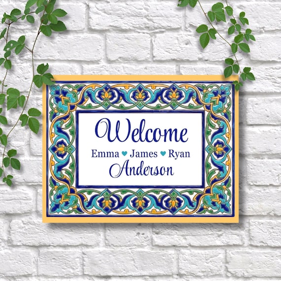Personalized Ceramic Sign, Cuerda Seca Spanish Tile Plaque