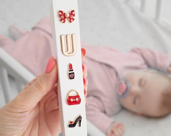 Mezuzah for Kids Room Nursery, Judaica Baby Girl Gift, Fashionista Red Bow Mezuza Case, Jewish Blessing Religious Gifts