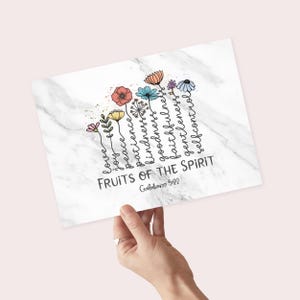 Fruit of the Spirit Accent Tile, Decorative Ceramic White Marble Wall Decor, Christian Housewarming Gift