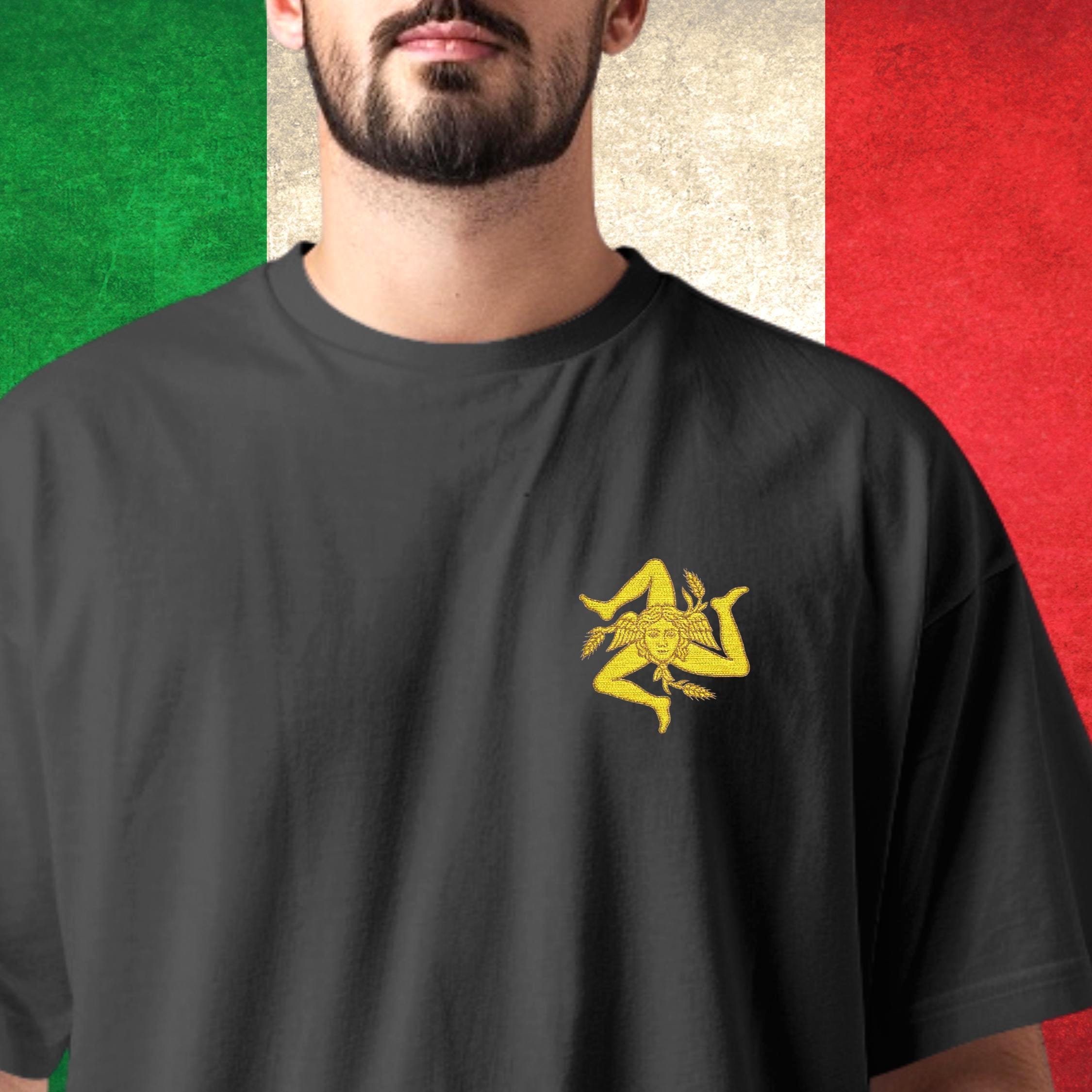 T-shirt Sicilia Italie B&C - Noir, Neuf Avec étiquettes, Pour Homme