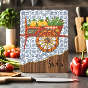 Deska do krojenia Tagliere z sycylijskiego wagonu, pamiątka z Sicily Pride, włoski prezent do kuchni w stylu ludowym