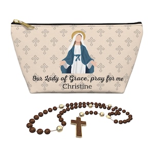 Benutzerdefinierte Jungfrau Maria-Beutel, kundenspezifische Rosenkranz-Geldbörse, Kleine Tasche Unsere Liebe Frau der Gnade, Heilige Mutter katholische religiöse Geschenk