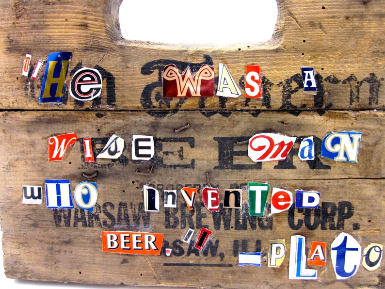 Plato Beer Quote Vintage Beer Can Text Collage Etsy
