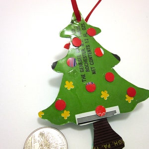 Christmas Tree Ornament made from upcycled vintage beer cans image 4