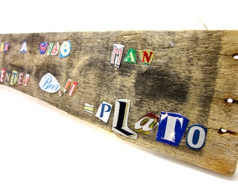 Plato Beer Quote - Vintage Beer Can Text Collage