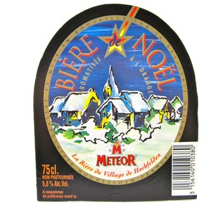 Upcycled Biere de Noel Christmas Beer Label Magnet - France