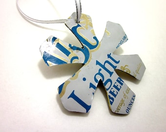 Snowflake Ornament - upcycled vintage beer can