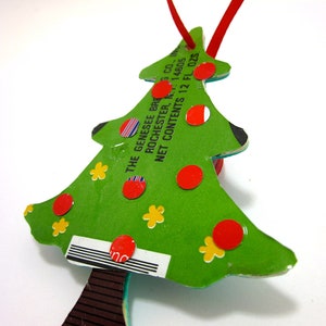 Christmas Tree Ornament made from upcycled vintage beer cans image 3