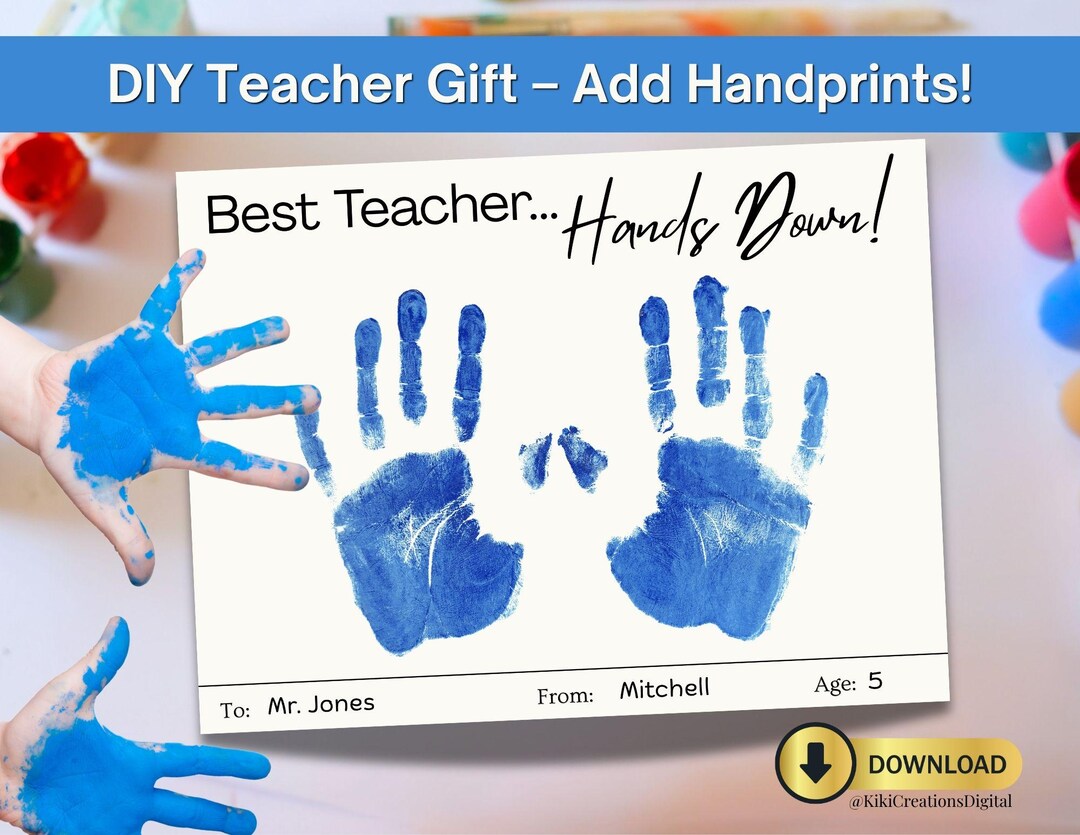 Teacher Appreciation Handprint Art, DIY Thank You Gift (PDF) - Etsy Canada