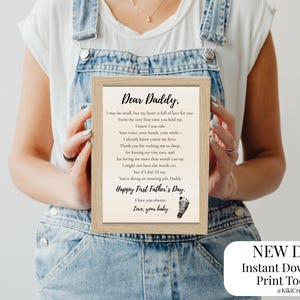 Carta imprimible para el primer Día del Padre de un bebé / Recuerdo de huella de bebé para papá / Tarjeta del Día del Padre para recién nacidos / Descarga instantánea