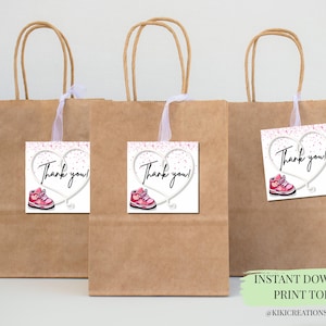 Printable Pink Baby Shoe Thank You Tags | Baby Shower Favor Tags for Girls | 3x3” Gift Tags | Instant Download
