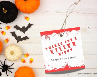 Halloween Gift Tags Printable, Halloween Thank You Tags, Horror Gift Tags, Halloween Favor Tags, Instant Download