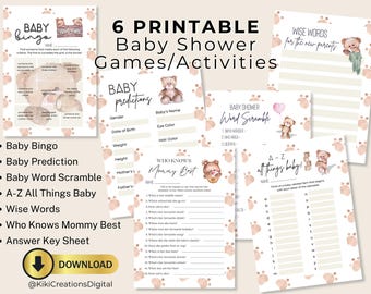 Teddy Bear Baby Shower Games Bundle, Printable Baby Shower Games, Gender Neutral Baby Shower, Teddy Bear Party Games PDF