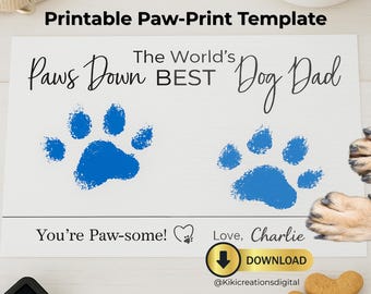 Dog Dad Paw Print Art, Personalized Keepsake (Digital Download)