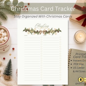 Liste des cartes de Noël à imprimer, suivi des cartes de Noël, liste des cartes de vœux, liste de diffusion de Noël, téléchargement PDF imprimable