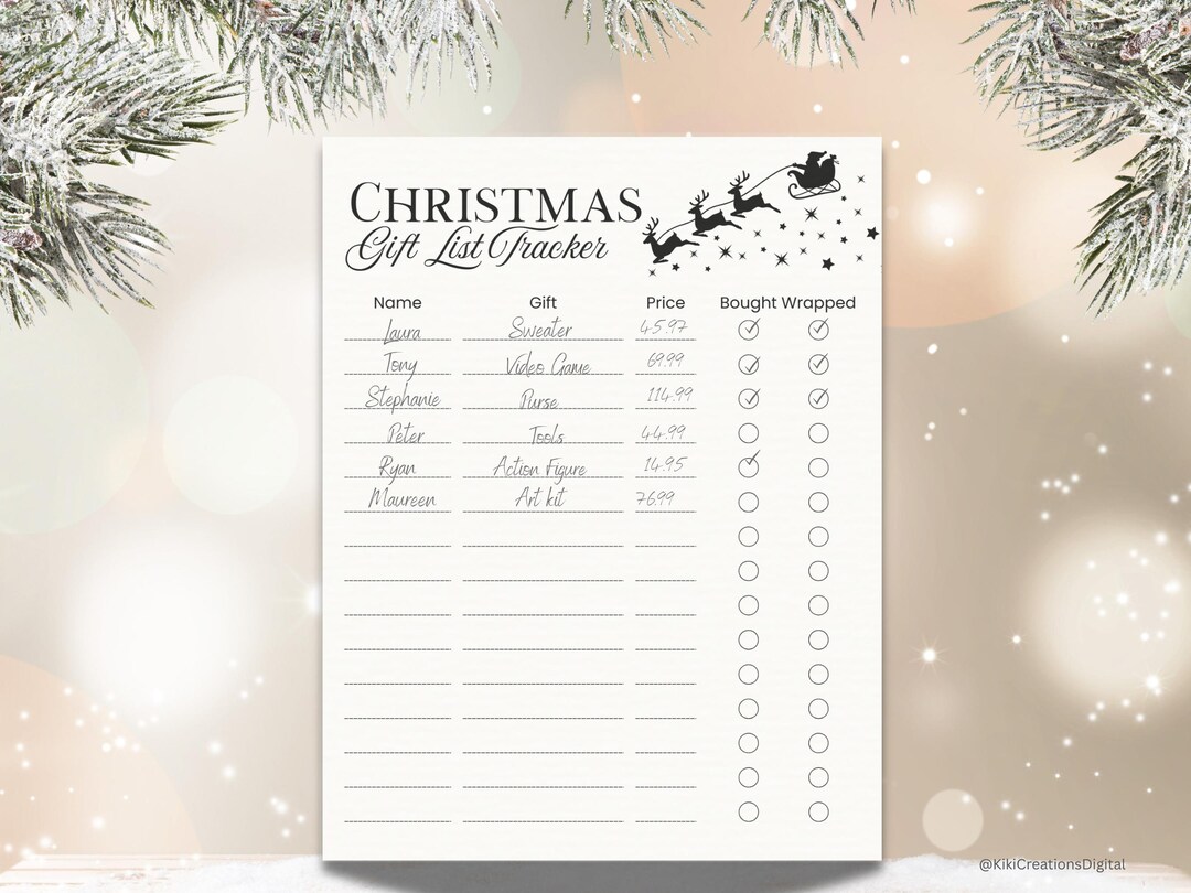 Christmas Gift List Tracker Printable | Holiday Shopping Planner (PDF ...