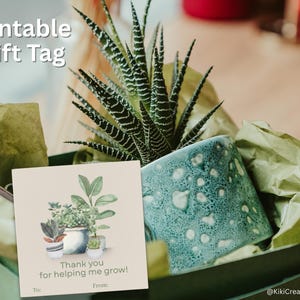 Thank You for Helping Me Grow Printable Tag 3x3 Plant Seed Gift Tag for Teacher Daycare Staff – End of Year Appreciation PDF Download