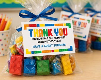 End of School Gift Tags, Editable Teacher Gift Tags, Building Block Thank You Tags, Student Gift Tag, Canva Template