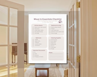 Moving Checklist Printable, First Apartment Checklist, Move In Essentials List, New Home Checklist PDF