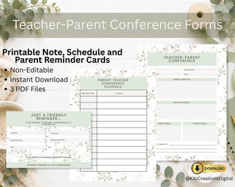 Parent Teacher Conference Forms Bundle | Conference Notes | Parent Communication | Reminder Cards | Teacher Printable PDF