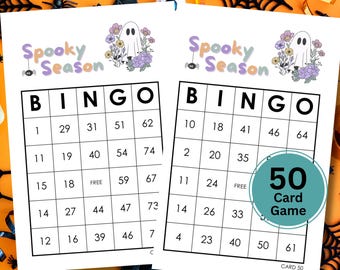 Halloween Bingo Game: 50 Printable Cards (Digital Download)