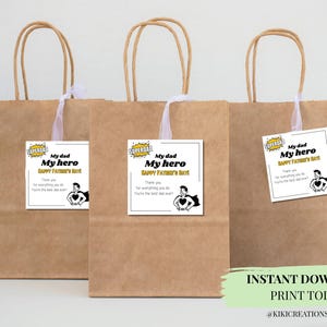 Vatertag Super Dad Tags – Comic Style Dankeschön Tags – Geschenkanhänger für Papa – Party Favor Printable – Sofortiger digitaler Download
