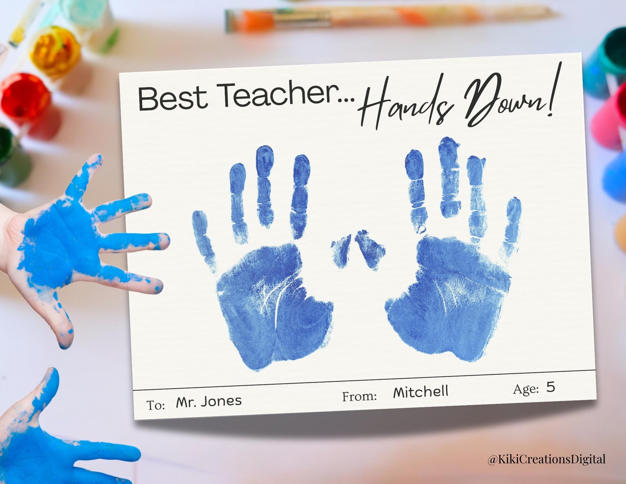 Teacher Appreciation Handprint Art, DIY Thank You Gift (PDF) - Etsy