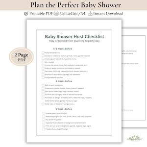 Baby Shower Checklist for Host, Printable Baby Shower Planning Checklist, Baby Shower Planner, Party Planning PDF