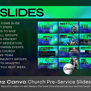 Church Announcement Slides Canva Template Bundle Editable Pre Service Slides Modern Gradients Church Welcome Program Livestream Presentation image 4