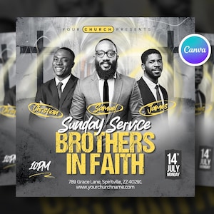 Editable Sunday Service Church Flyer Canva, Worship Service Christian Flyer Template, Holy Week Flyer, Church Graphic Social Media Design