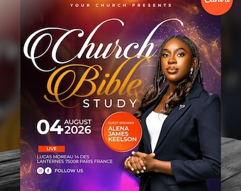 Church Flyer for Bible Study Template, Prayer Night Flyer, Midweek Service Design, Prophetic Service Flyer for Church Event, Editable Canva