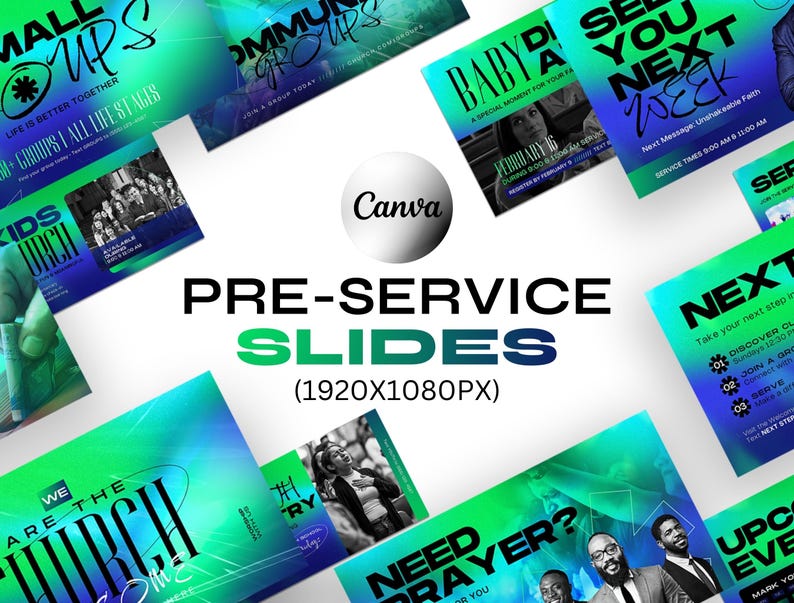 Church Announcement Slides Canva Template Bundle Editable Pre Service Slides Modern Gradients Church Welcome Program Livestream Presentation image 2