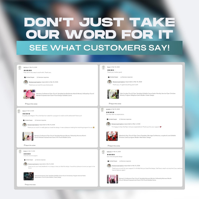 May include: Image featuring the text "DON'T JUST TAKE OUR WORD FOR IT SEE WHAT CUSTOMERS SAY!" and customer reviews. The reviews are in white boxes with black text, showing star ratings and customer comments.
