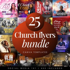 Church Flyer Template Bundle, Christian Events, Canva (Digital Download)