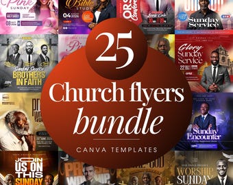 Church Flyer Template Bundle, Christian Events, Canva (Digital Download)