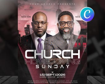 Church Anniversary Program Flyer, Editable Canva Church Event Template, Pastor Appreciation Service Invitation Pastoral Ministry Celebration