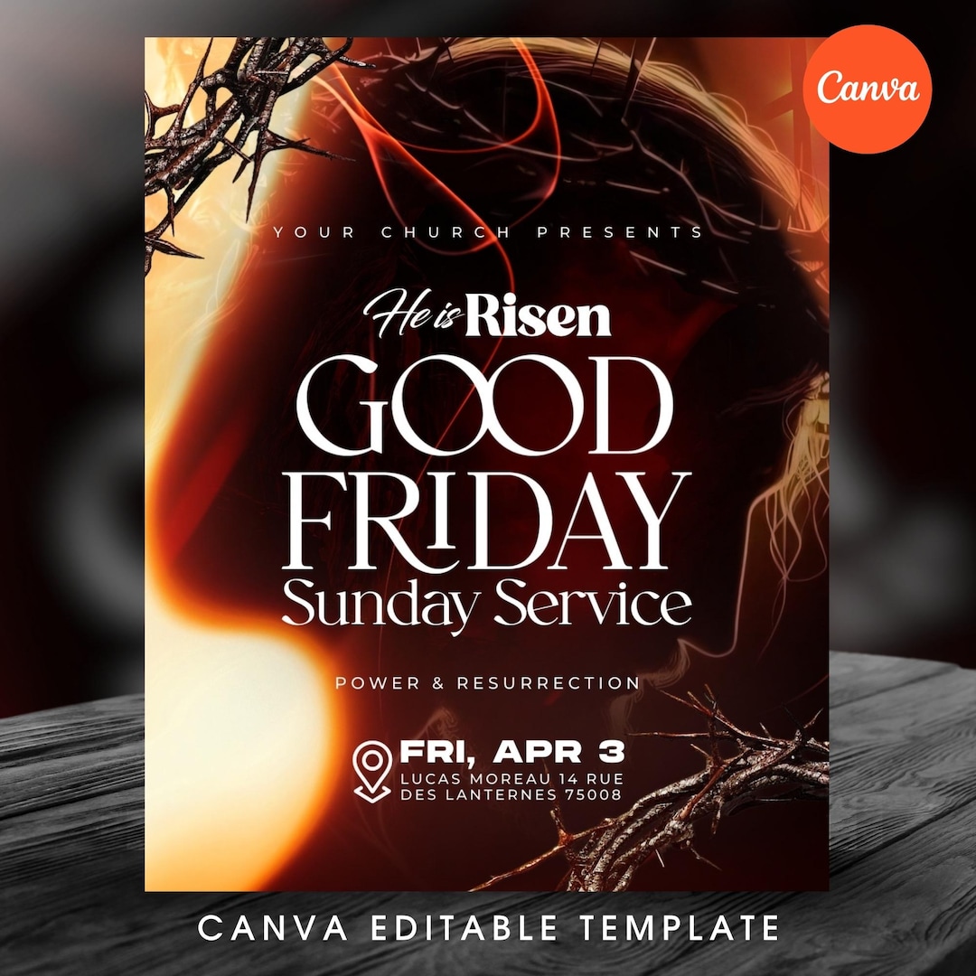 Good Friday Service Flyer-easter Sunday Church Flyer Template-church ...