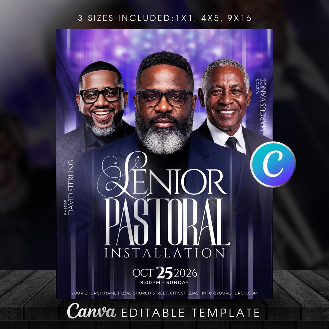 Pastor Appreciation Flyer Template, Editable Canva, Church Program ...