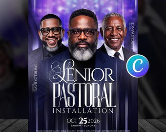 Pastor Appreciation Flyer template, Editable Canva, Church program Flyers, Ministry Faith Religious Event, Sunday Worship Service Design