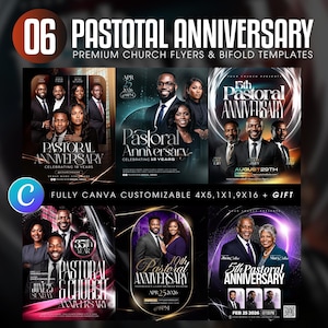 Flygblad och broschyrer för kyrkliga jubileumsgudstjänster för pastoraljubileum, programmallar för redigerbar Canvas - Uppskattning av pastorfru - Modern design
